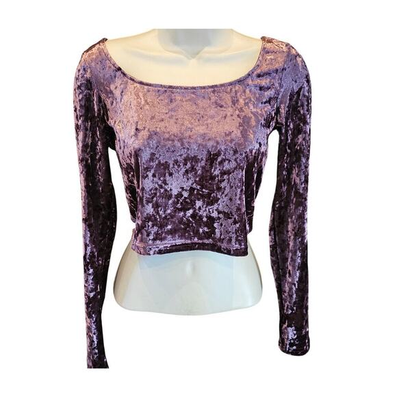 Abound Tops - NWT Abound Nordstrom new purple velour long sleeve crop top small S y2k 90s
